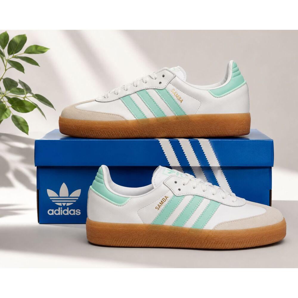 ADIDAS SAMBAE J JQ1314 WHITE MINT GUM YOUTH 5.5 WOMEN'S 7 ORIGINALS NEW IN BOX